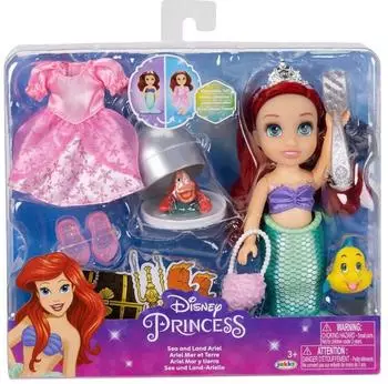 Disney Princess Arielle Sea to Land Puppe mit Sebastian & Fabius, 15cm (233804)