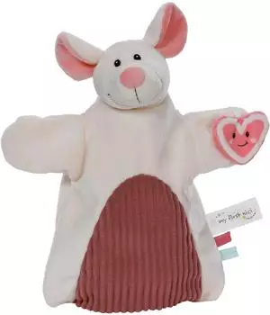 NICI My First NICI Schmusetuch Handpuppe Maus 2in1, Pl&uuml;sch, 26x25cm (61857)