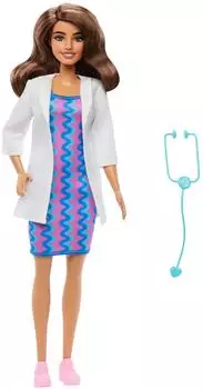 Barbie Karriere Ärztin-Modepuppe mit Arztkittel und Stethoskop (JKF76)