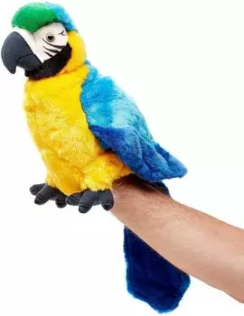UNI-TOYS Handpuppe Papagei mit drehbarem Kopf, Plüsch, 26cm (V-00379)