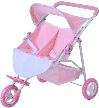 Teamson Kids Twinkle Stars Princess Doppel-Puppenwagen, rosa (OL-00012)