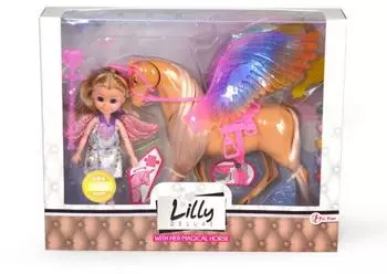 TOI-TOYS LILLY Teenager-Puppe 15cm mit beweglichem Einhorn (06852A)