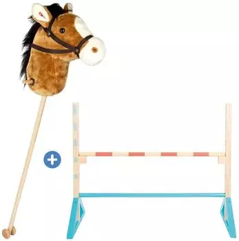 Small Foot Design Hobby Horsing Steckenpferd Nico mit Springhindernis, braun