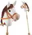 TecTake Hobby Horse Steckenpferd mit Rollen, Plüschkopf, weiß