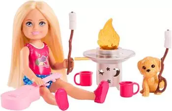 Mattel Outdoor Abenteuer Chelsea Puppe mit Campingzubehör (JJV61)