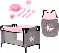 Bayer Puppenbett "Puppen-Reisebett-Set" inklusive Schlafsack, Teller,...