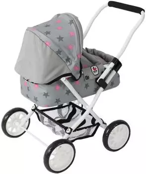 Bayer-Chic Smarty Puppenwagen mit Tragetasche, Sternchen grau (555-37)