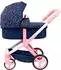 Bayer Design Xeo Kombi-Puppenwagen mit Wickeltasche, Blumen rosa/dunkelblau (17039AA)