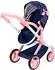 Bayer Design Xeo Kombi-Puppenwagen mit Wickeltasche, Blumen rosa/dunkelblau (17039AA)