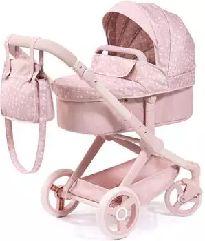 Bayer Design Xeo Kombi-Puppenwagen mit Wickeltasche, Herzchen altrosa (17011AA)