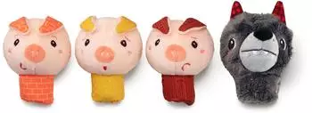 Lilliputiens Fingerpuppen "Der Wolf und die 3 kleinen Schweinchen", 4-teilig (83408)