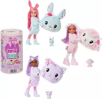 Barbie Cutie Reveal Chelsea Sweet Bows, Care Bears Serie 2, Puppe mit Zubeh&ouml;r (JMW63)