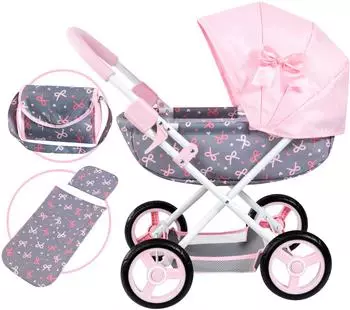 Bayer Design Cosy Puppenwagen mit Wickeltasche, grau/rosa (12704AA)