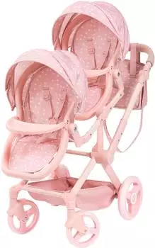 Bayer Design Xeo Twin Zwillingspuppenwagen mit Tasche und Sonnendach, rosa (26711AA)