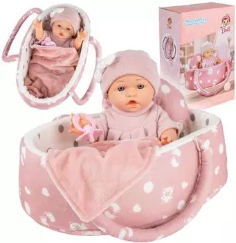Kinderplay Babypuppe mit Tragekorb und Zubeh&ouml;r, 30cm (KP0662)