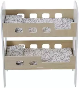 Vertbaudet Puppen-Etagenbett aus FSC®-Holz mit Bettwäsche, weiß