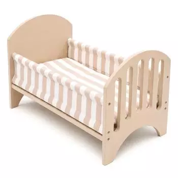 Howa Puppenbett „Stripes" aus Holz mit Kissen und Decke, beige/weiß (21403)