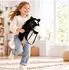 Relaxdays Steckenpferd Plüsch, schwarz-weiß, 71cm, Buchenholzstab