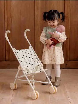 Vertbaudet Puppen-Buggy Retro Flower, schwarz