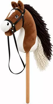 Relaxdays Steckenpferd Hobby Horsing Plüsch, dunkelbraun (71x29x12cm)