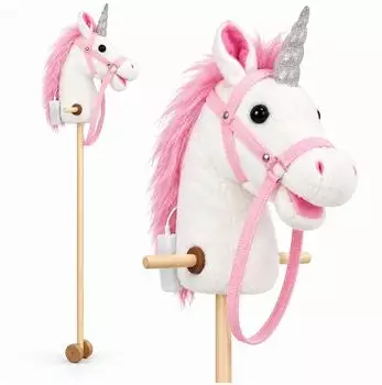 Relaxdays Steckenpferd mit Sound, Pl&uuml;schkopf, 95cm