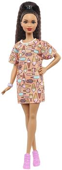Barbie Fashionistas im T-Shirt Kleid mit Eiscrememuster (DVX78)