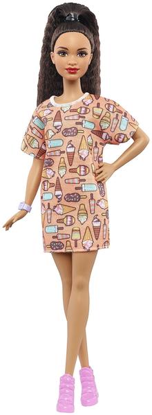 Barbie Fashionistas im T-Shirt Kleid mit Eiscrememuster (DVX78)