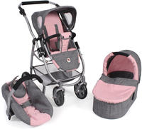 CHIC2000 Kombi-Puppenwagen "Emotion All In 3in1, Grau-Rosa" inkl. Babywanne,