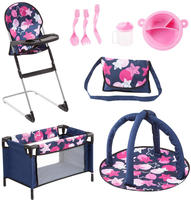 Bayer 61769AB, Bayer Reisebett Set 9 in 1 (61769AB) Blau/Pink