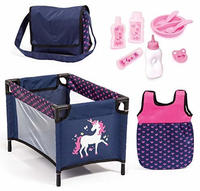 Bayer Puppenm&ouml;bel "Puppen-Reisebett und Schlafsack blau/pink" mit Schlafsack,