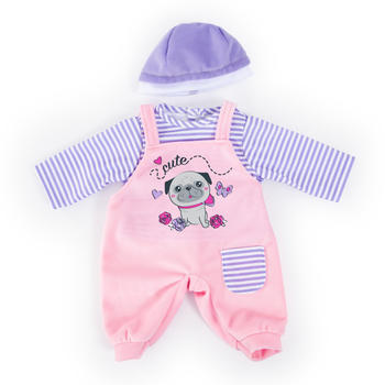 Bayer Design Kleider Puppen 33-38 cm: 3-tlg. Set - Latzhose Oberteil Mütze rosa/lila (16933636)