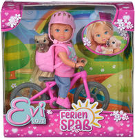 Evi-Love Puppe Ferienspa&szlig; Fahrrad, ab 3 Jahre, Evi mit Fahrrad und Hund, 12 cm