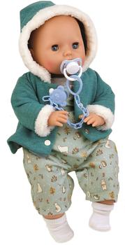 Schildkröt Baby Amy 45 cm mit Schnuller, Malhaar, blaue Schlafaugen, Winterkleidung mint/weiss