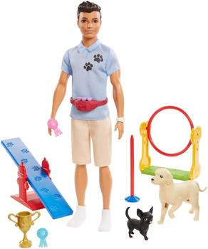 Barbie Ken Hundetrainer brünett mit zwei Hunden