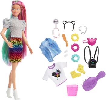 Barbie Puppe mit Leoparden Regenbogen-Haar