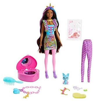 Barbie Color Reveal peel doll with 25 surprises and unicorn fantasy fashion transformation (GXV95)