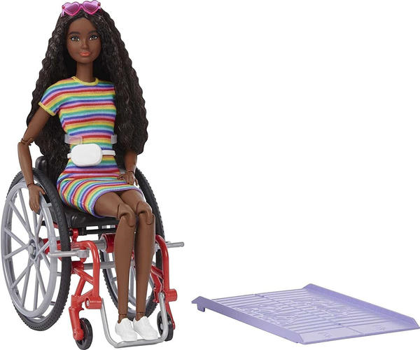 Barbie Fashionistas - Puppe mit Rollstuhl & Rampe mit schwarzen Haaren #166 (GRB94)