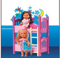 Evi-Love Puppe 2 Floor Bed, ab 3 Jahre, Evi mit Stockbett, 12 cm