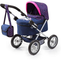 Bayer Puppenwagen "Trendy, blau/Einhorn" mit Wickeltasche