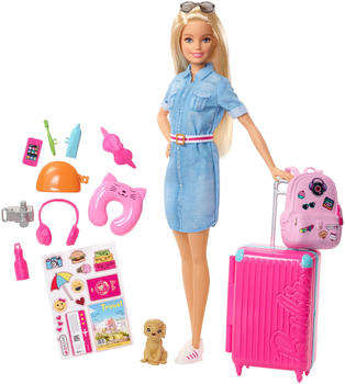 Barbie Reise Puppe inkl. Zubehör und Hündchen