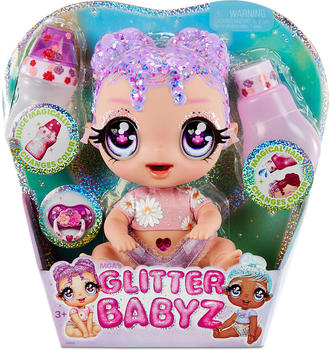 MGA Entertainment Glitter Babyz Doll- Lavender 27 cm (574866EUC)