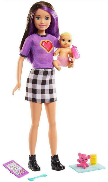 Barbie Skipper Babysitters Inkl. Puppe, Baby-Puppe & 4 Zubehörteile (GRP11)