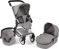 CHIC2000 Kombi-Puppenwagen "Fides 3in1, Melange Grau" mit Babywanne, Sportsitz und