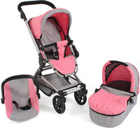 CHIC2000 Kombi-Puppenwagen "Fides 3in1, Melange Pink" mit Babywanne, Sportsitz und