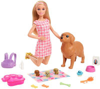 Barbie Anziehpuppe "Puppe (blond) mit Hund & Welpen"