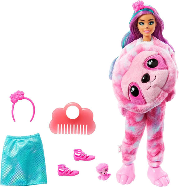 Barbie Cutie Reveal Puppe mit Faultier-Plüschkostüm