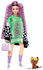 Barbie Extra Puppe mit Rennwagejacke und lila Haaren