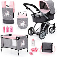 Doll's Pram Mega Set - Pink / Grey