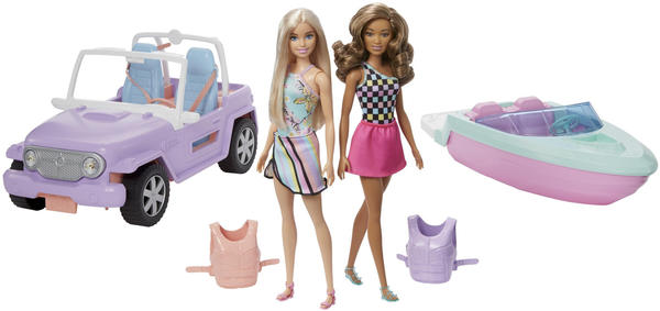 Barbie Barbie Geschenkset Mit 2 Puppen, Boot & Jeep (GXD66)
