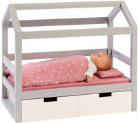MUSTERKIND Puppenbett "Puppen-Hausbett Viola, grau/wei&szlig;" aus Holz